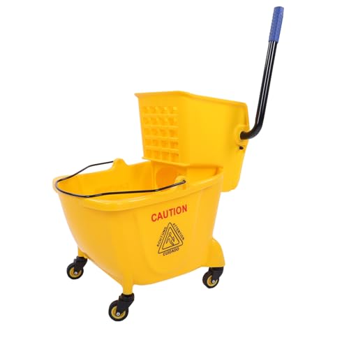 Chariot de nettoyage avec essoreuse robuste pour grand espace industriel