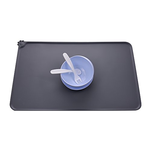 Guardians Silicone Dog Cat Bowl Mat, Non Slip Pet Feeding Mat, Waterproof, Grey, 18.5"x11.8" - Thumbnail 3