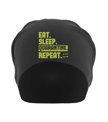 Bonnet souple Eat Sleep Quarantine Repeat en coton fin noir taille unique