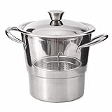 Panela Cuscuzeira Inox 2,5 Litros 16cm com Tampa Resistente Anti Ferrugem Fogão