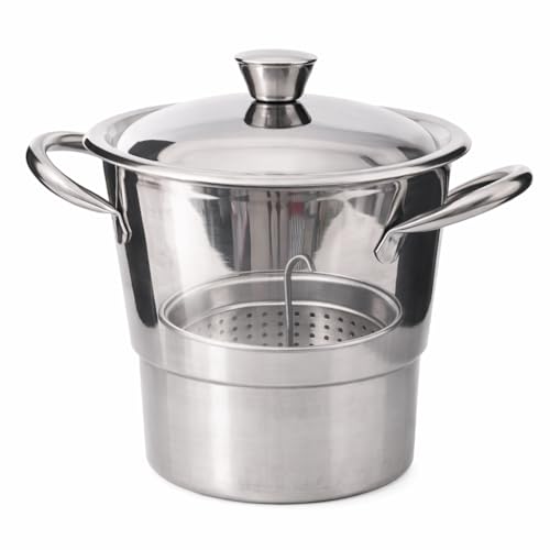 Panela Cuscuzeira Inox 2,5 Litros 16cm com Tampa Resistente Anti Ferrugem Fogão