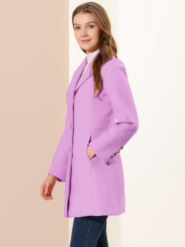 Image of Allegra K Womens Winter Elegant Pea Coat 2026 Single Breasted Long Overcoat | Notch Lapel Collar, Warm, Work Office Trench Coats,Outwear Outfit