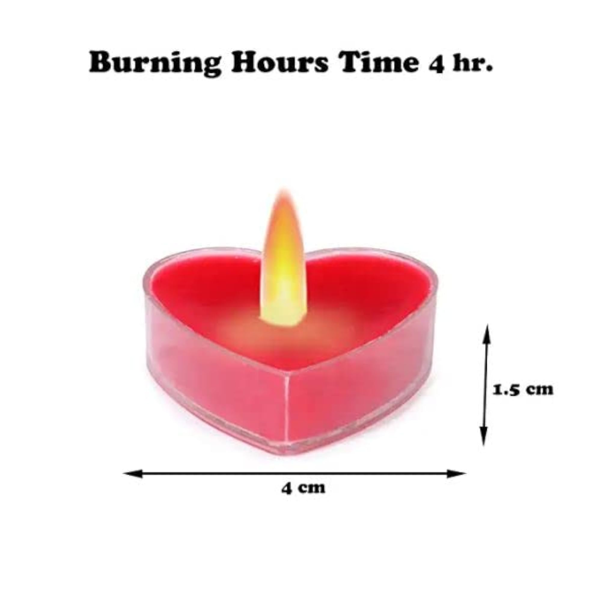 Red Heart Shape Candle 40 Pcs Unscented Smokeless for Wedding & Party