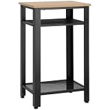 HOMCOM Mesa Auxiliar Mesita de Noche Industrial 45x35x75 cm Roble y Negro
