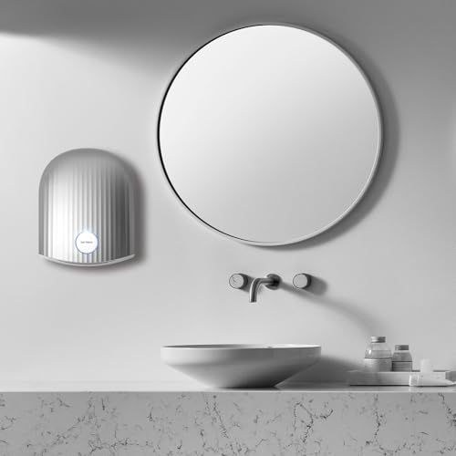 Sèche-mains à grande vitesse argent 110V compact avec lumière LED intégrée - 8