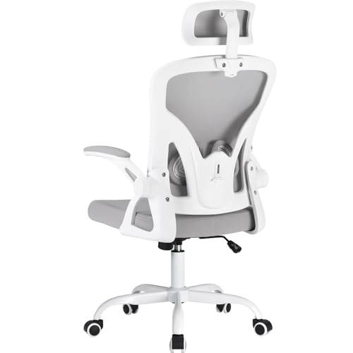 Farini Office Desk Chair with Flip-Up Armrest, High Back Ergonomic Computer Chair with Adjustable Headrest and Lumbar Support for Home and Office