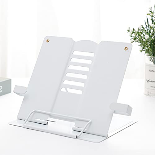 KETIEE Atril para Libros de Metal Plegable, Soporte Libros para Estudiar Soporte de Lectura para Libros Ajustable Atril Estudio Oposiciones Soporte de Lectura de Cocina, Blanco