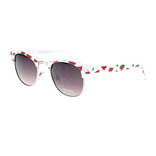 Sa106 Womens Cutie Fruit Print Half Horn Rim Sunglasses (Watermelon) #TOP1