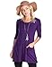 Popana Women's Tunics With Pockets - Loose Fit Round Neck Tunic Top to Wear With Leggings - Made In USA X-Large Eggplant