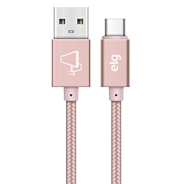 Cabo Nylon Reforçado Usb Tipo-C De Recarga E Sincronização - Ouro Rosa - Tc10Brg - Elg Pedestais, Elg, Tc10Brg, Ouro Rosa