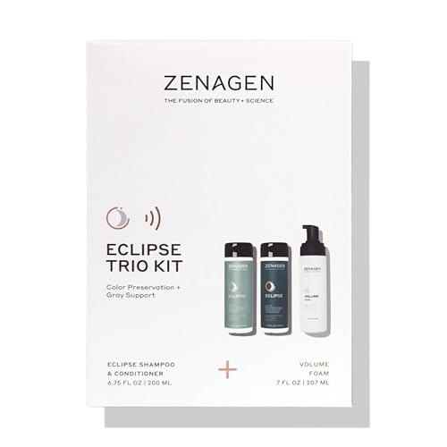 ZENAGEN Eclipse Trio Kit | Color Preservation + Gray Support | Shampoo + Conditioner + Volume Foam | for Color Protection, Hair Health & Voluminous Styles 1 ea