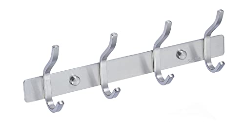 QNIIAED Coat Hooks Wall Mounted,Back of Door Hooks Screw in Metal Heavy Duty Stainless Steel Hanger for Towel,Coat,Robe,Key,Hat,clothes,Bathroom,Bedrooms(Brushed Silver Nickel)