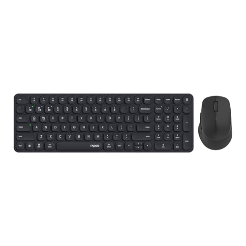 Image of Rapoo Wireless Keyboard and Mouse Combo, Blade-Series E9310M 99-Key Ultra-Thin Keyboard and M300G Silent Mouse, Support 4 Devices, Quiet, Compact, Battery Powered, for Windows /Mac /Linux /Chrome