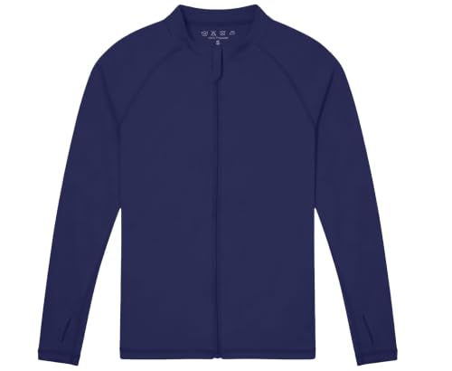 Image of Roadbox UPF 50+ Boys Zip Up Rash Guard Kids Long Sleeve Swim Shirt