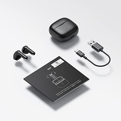SoundPEATS Air3 Wireless Earbuds Mini Bluetooth V5.2 Earphones, Qualcomm QCC3040, aptX-Adaptive, 4-Mic and cVc 8.0 Noise Cancellation, TrueWireless Mirroring Tech, in-Ear Detection, Game Mode (Black)