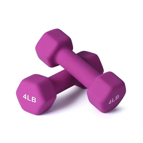 Portzon Dumbbells Neoprene with Non Slip Grip weight for Total Body Workout Compatible with of 2 Set,1-15 LB, Anti-Slip, Anti-roll, Hex Shape
