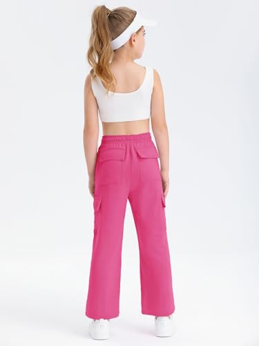 Image of Girls Kids Cargo Sweatpants Wide Straight Leg Jogger Pants 5-14 Years