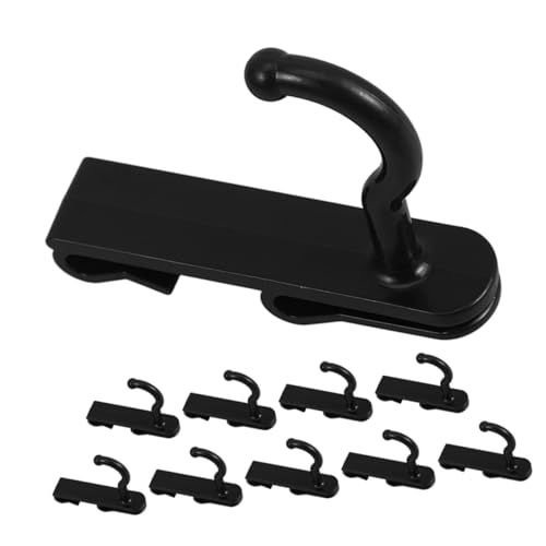 Angoily 10 Pack Large Size Black Abs Hooks for Peg Board Wall Grid Shelf Hanging Hooks Easy Install for Office and Household Organizati