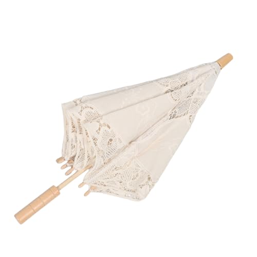 Ombrelle decorative vintage TOYANDONA en dentelle pure beige de qualite