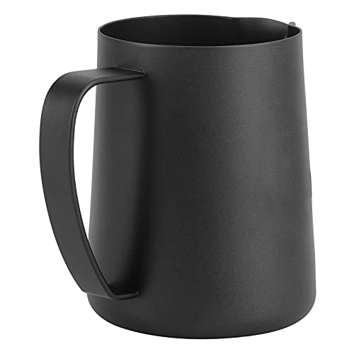 Image of Stainless Steel Latte Cup with Handle Matte Black Milk Frothing Pitcher for Cappuccino Espresso Coffee Art and Latte Art