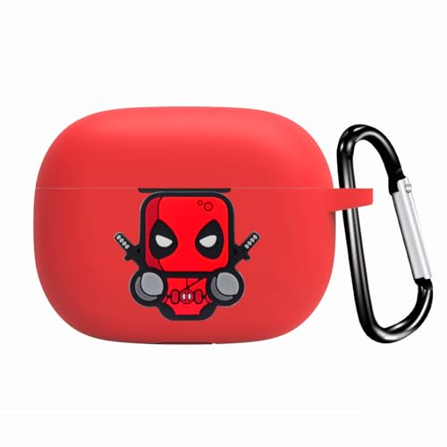 Image of New Silicone Case Compatible with Realme Buds T310 & Realme Buds N1, Soft Silicone 360 Full Protection Dust-Proof Shockproof Case Cover with Hook (Cover Only) (Deadpool)