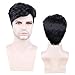 Creamily Mens Wigs Short Hair, Mens Hair Replacement Wigs Realistic Mens's Black Wig for Men Synthetic Hair Full Wig for Male Guy Daily Wear Party Halloween Costume