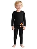 VZV 2T-5T Toddler Thermal Set for Boys Thermal Underwear for Kids Fleece Lined Toddler Base Layer Long Johns for Kids Boys Black