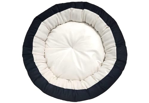 Image of XXX-Large Size Dog and Cat Bed Round Shape Export Quality Ultrasoft Micro Fiber Filling for Extra Comfert Dual Color Cream-Brown Machine Washable Anti Skid Base Pet Bed