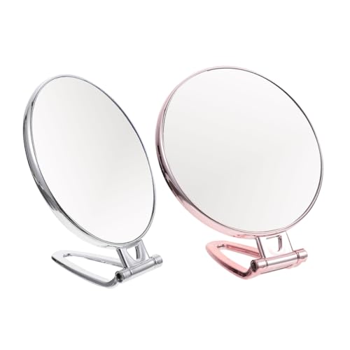 NOLITOY 2 espejos de maquillaje portátiles redondos y ovalados