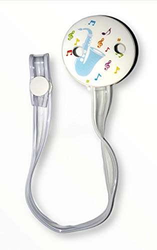 Sonne Prendedor Para Chupeta Boton Sax Fita. Branco