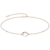 Naniwaai ブレスレット レディース 花 3月 誕生石 ブレスレット シルバー 金属アレルギー対応 女性 人気 桜 プレゼント 記念日 誕生日 結婚式 祝日 長さ調整可能 ジュエリー ピンクゴールド 3月