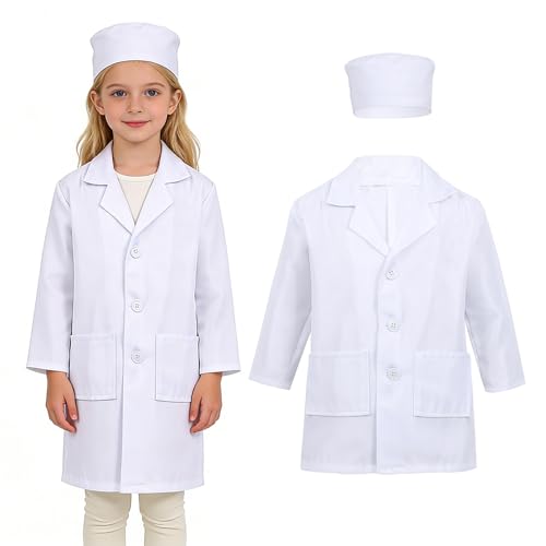 OIXEYA Déguisement Docteur Enfant Fille, Blouse Docteur Enfant, avec Chapeau de Médecin, Kit de...