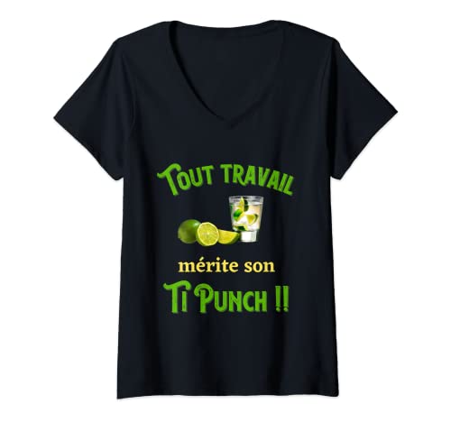 Femme Rhum Ti Punch Mojito Alcool Apero Humour Caraïbes Entre Amis T-Shirt avec Col en V Cover