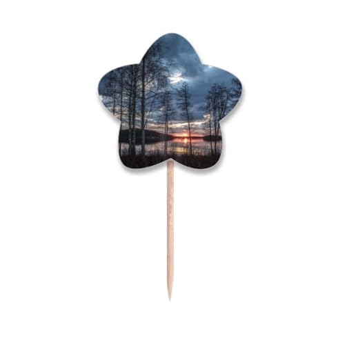Cure-dents étoile Lake Trees en bois ciselé pour buffets chics - 2