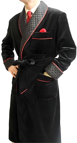 Men's Velvet Robe Luxury Soft Velvet Quilted Robe | Plush Satin Lined, Comfortable & Stylish | Perfect for Lounge, Sleepwear