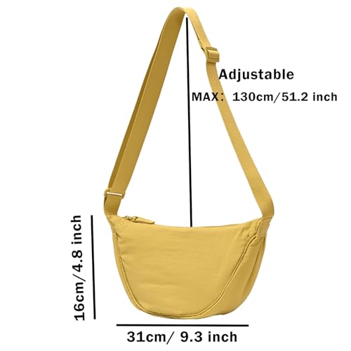 Image of Crossbody Nylon Crescent Bag for Women - Lightweight Small Hobo With 2 Pack Inner Dumpling Bag - Casual