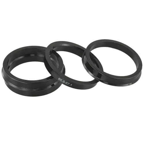 ASYUIHUUY Anillos Centradores Llantas 4 Anillos De Centrado Cubo Rueda Coche, 66,6-57 Mm, Espaciador Central Uso Apto para BMW, Plástico Negro