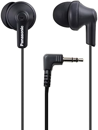 Panasonic ErgoFit Wired Earbuds, In-Ear Headphones with Dynamic Crystal-Clear Sound and Ergonomic Custom-Fit Earpieces (S/M/L), 3.5mm Jack for Phones and Laptops, No Mic - RP-HJE120-KA (Matte Black)