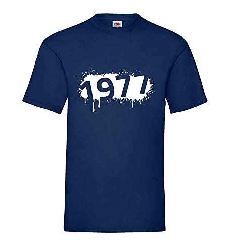 T-shirt 1977 pour homme grande taille XXXL bleu marine confortable