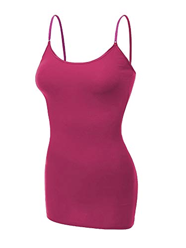 Emmalise Women's Built-in Bra Camisole - Wireless Support Tank, Hot Pink, Small