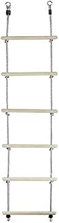 Large 6 Rung Hardwood Rope Ladder Swing Hangs Up To 2.5 Metres High Ideal for Climbing Frame Tree House Den Play House