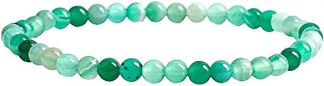 YONKU 6mm Lace Agate Green Beaded Yoga Chakra Bracelets For Women, Men, and Teens - Round Beads 7" Beaded Yoga Chakra Bracelet YO-BRACE-4668