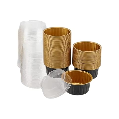 100 Pack 5 oz Aluminium Foil Dessert Cups Cover