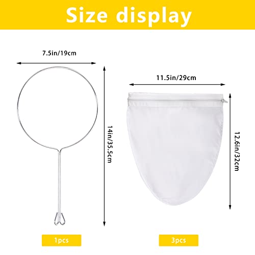 Hmxpls 3 Pcs Ultra Fine Mesh Strainer Bags, Cheesecloth Strainer With Handle, Reusable Food Filter Bags thumb #1