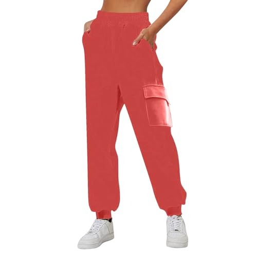 Aniywn Womens Cargo Sweatpants with Pockets 2026 Fashion Baggy High Waisted Joggers Comfy Casual Fleece Joggers Wide Leg Pant