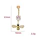 14G Cute Bee Crystal Dangle Navel Ring for Women Stainless Steel Cubic Zirconia Statement Black Yellow Enamel Insect Charm Belly Button Rings Curved Barbell Studs Body Piercing Jewelry Fashion Gifts (Gold)