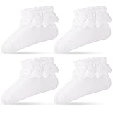 Belloxis Baby Socken 6-12 Monate Baby Geschenk Mädchen Rüschen Socken Kinder Weiß Spitzensocken Geschenke Neugeborenen Babyparty Geschenk