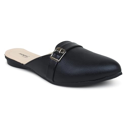 Image of Todhwear Flats Slip On Backless Loafers Womens Slides Shoes Office Mules | Casual Flats Slides Mules for All Day Comfort | Flat Fashion Sandals |
