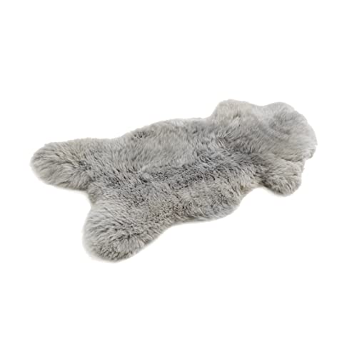 Schafshaut Store: 100% Piel de Oveja/Cordero orgánica, Suave y esponjosa, Ideal para Sala de Estar, Chimenea, Dormitorio o habitación infanti (Gris Claro, L: 100-110 cm)