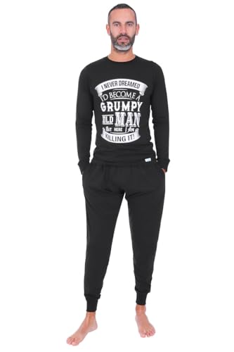 Image of ThePyjamaFactory Mens Never Dreamed I'd Become A Grumpy Old Man Long Cotton Pyjama Set (X-Large) Black